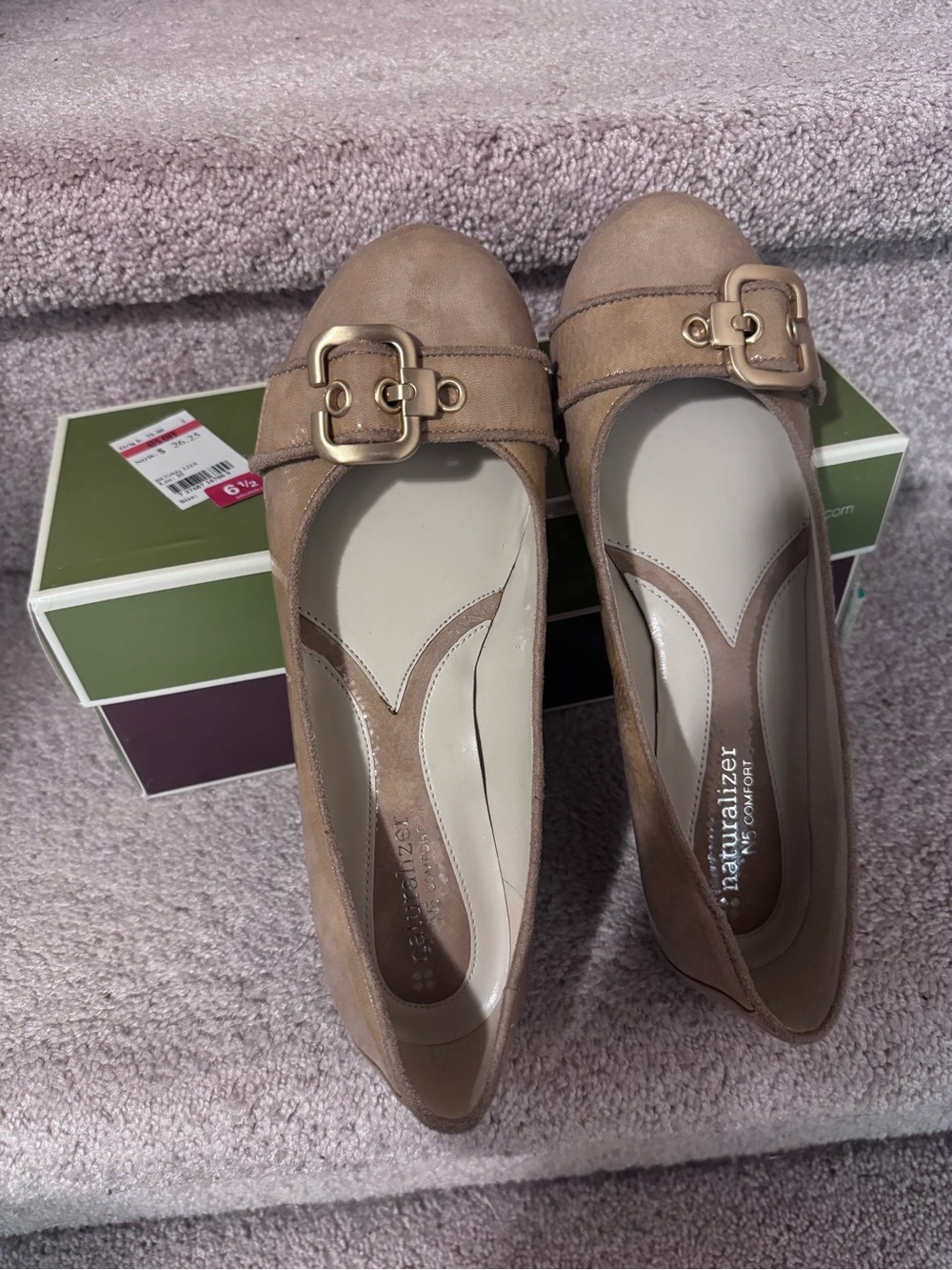 Naturalizer Ballet Flats with Gold Buckle